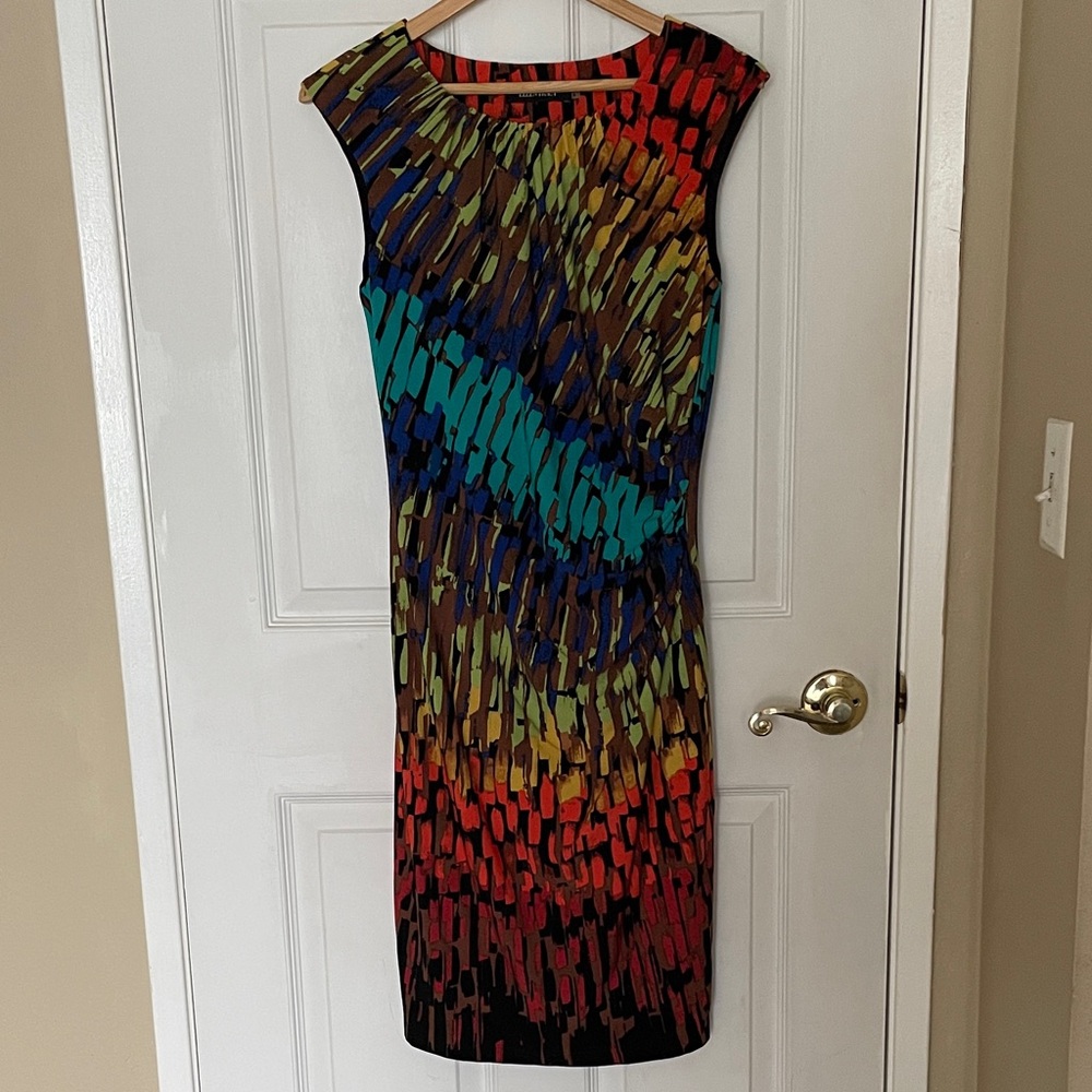 Ellen Tracy Vibrant Multicolor Midi Dress